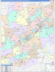 Scranton-Wilkes-Barre-Hazleton Metro Area Wall Map Color Cast Style 2026
